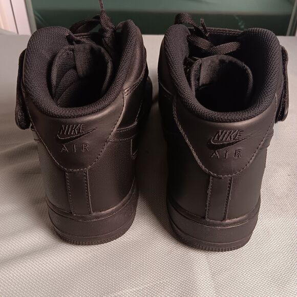 Nike Air Force 1 Mid Shoes Mens Size 14 Triple Black Leather Strap 315123-001 - Picture 7 of 16